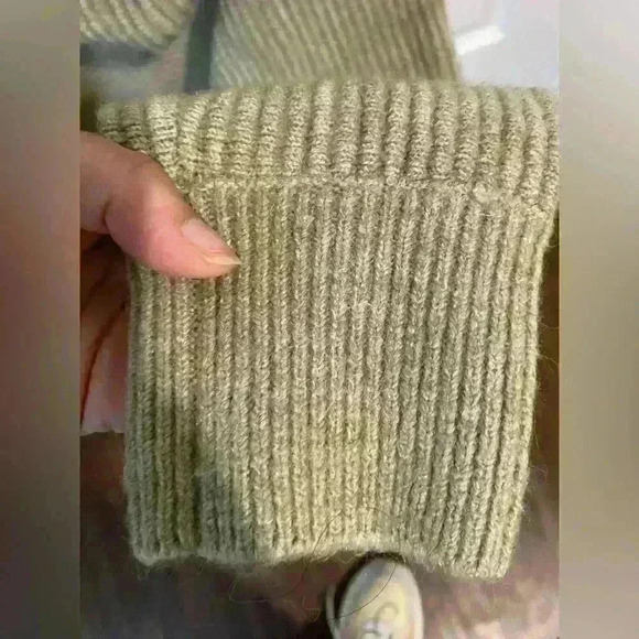 Calia Neutral Beige Ribbed Sweater Knit Hooded Pullover - Picture 5 of 9